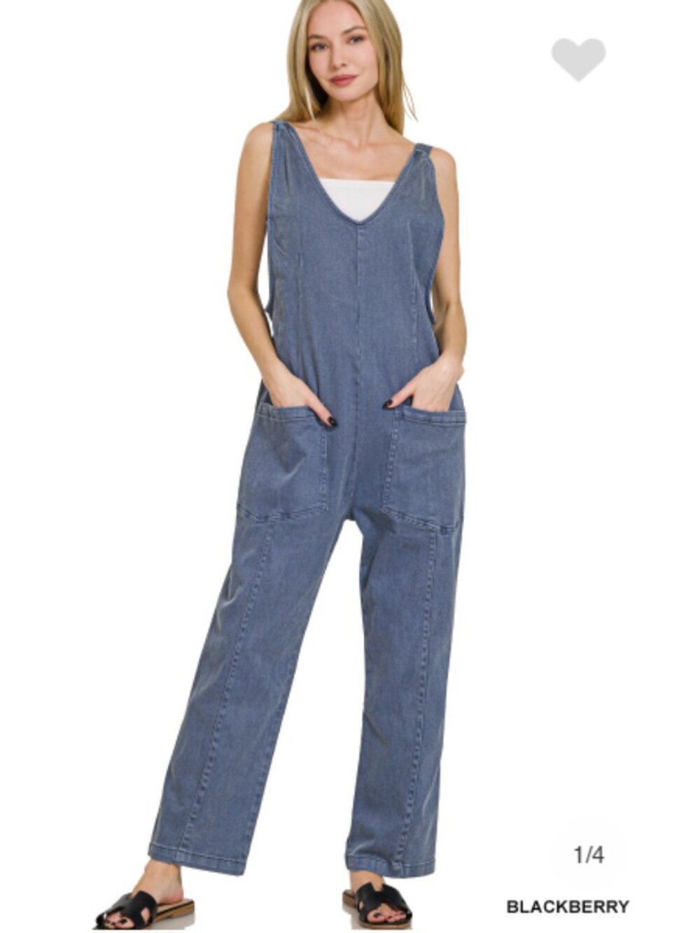 Zenana Denim Overalls - Blue Size S